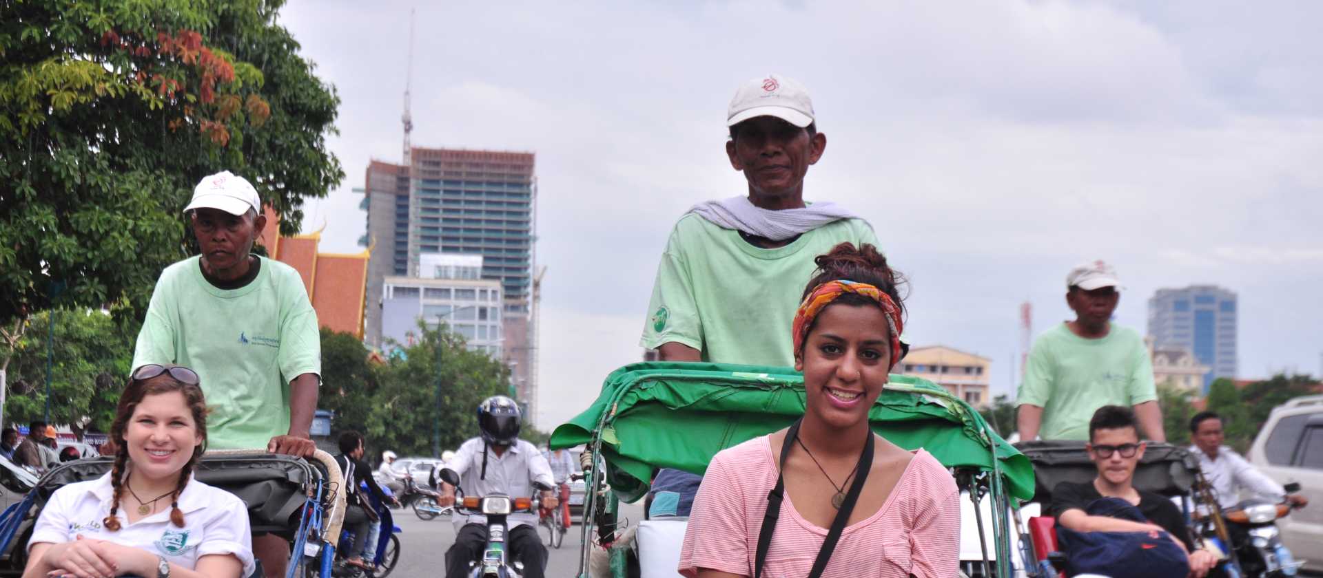 Enjoy a leisurely rickshaw ride in Cambodia