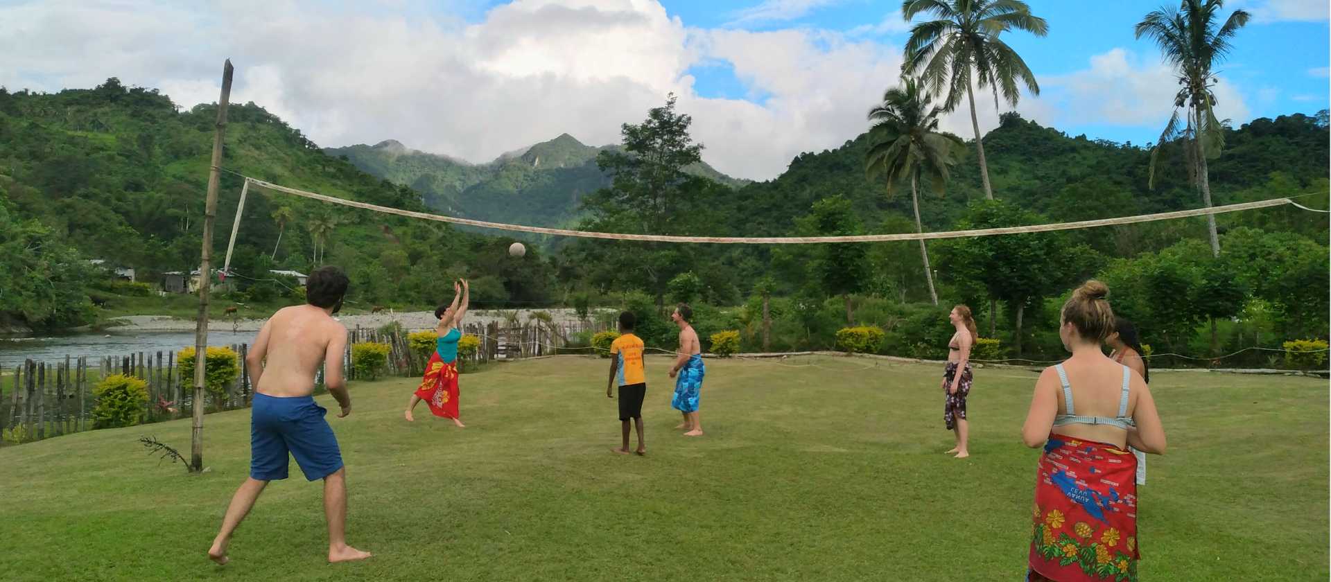 Playing volleyball with Namosi locals