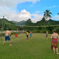 Playing volleyball with Namosi locals