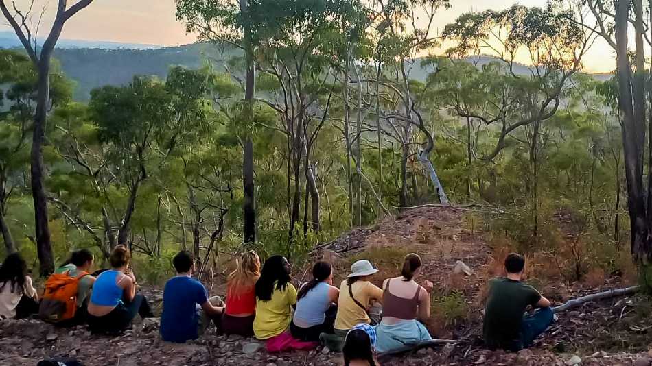 Students enjoying sunset on country expeditions