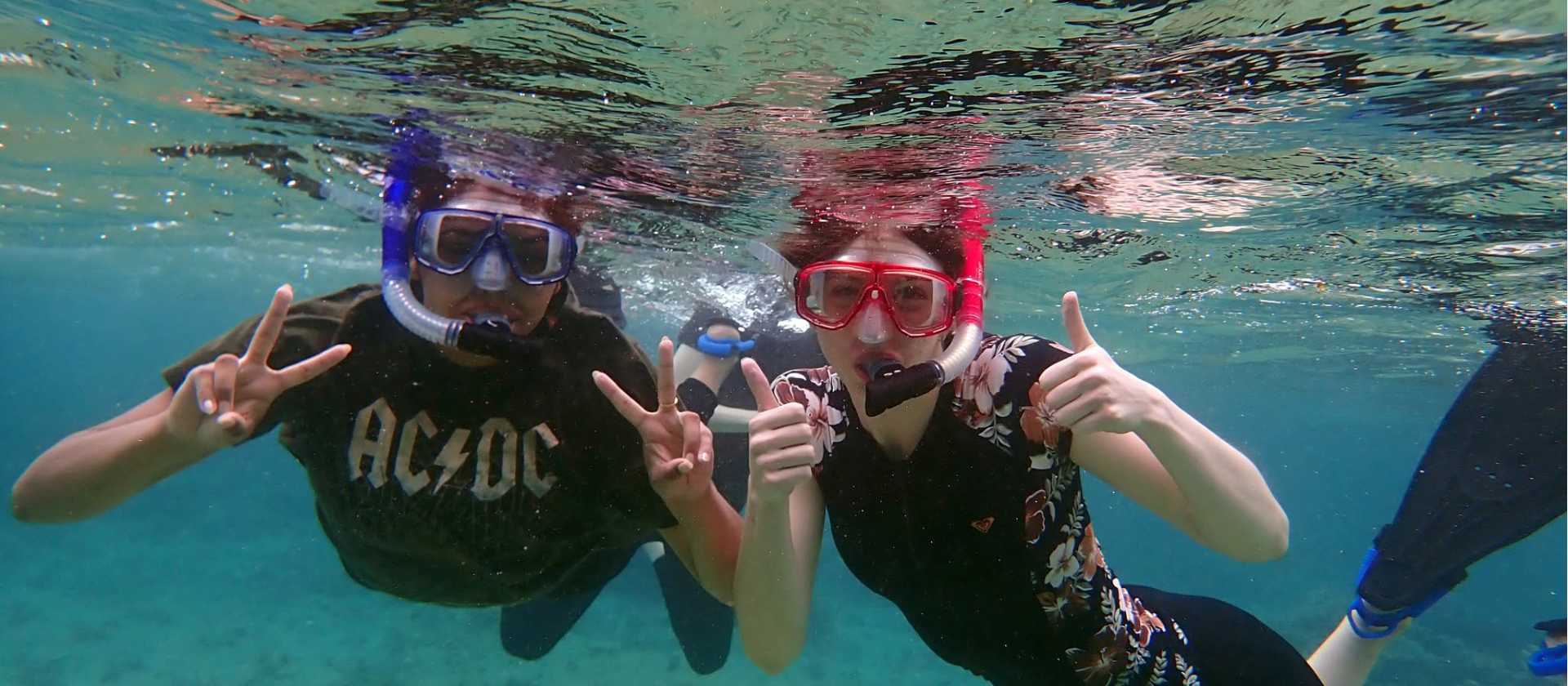 Students snorkelling in Fiji