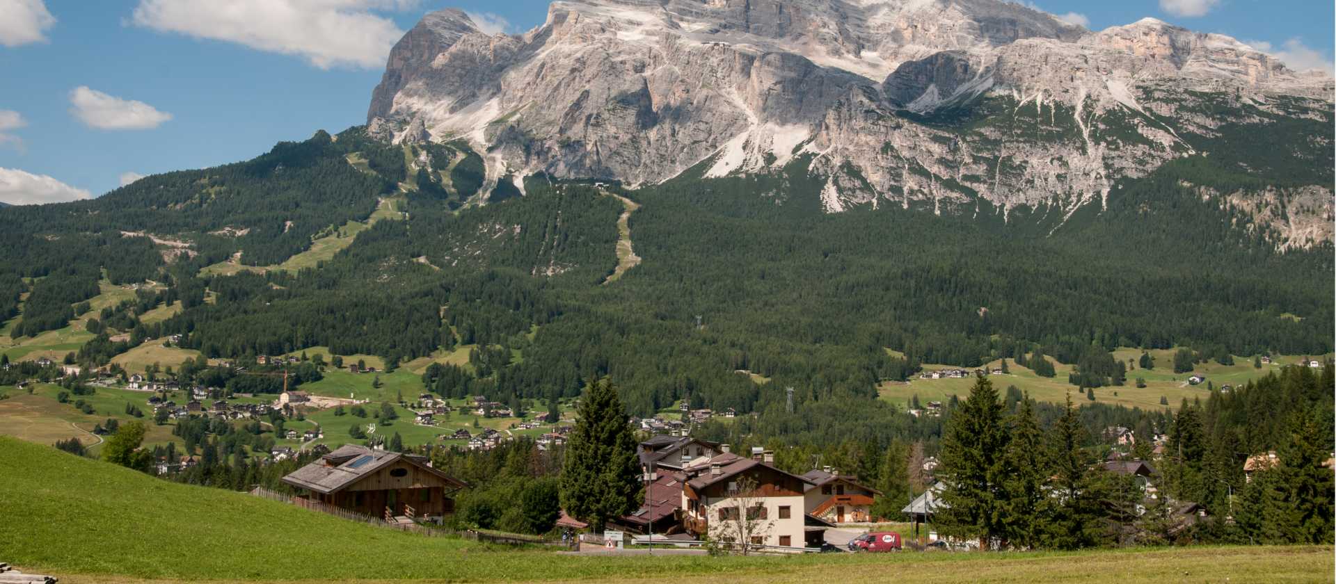 The picturesque village of Cortina in the distance