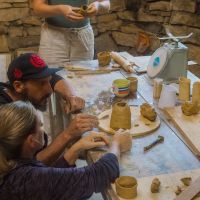 Working on some pottery pieces at the Gocta Lab
