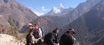 Resting during a school trek in Nepal | Greg Pike