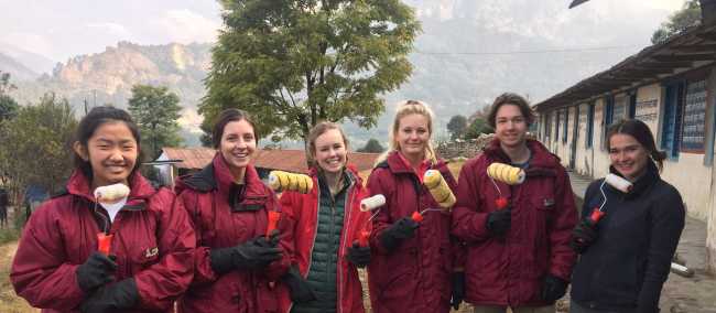 Students at a community project in Nepal | Indigo Axford