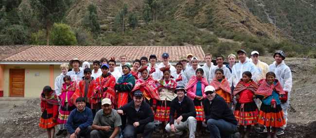 Students after the Huilloq greenhouse project in Peru | Drew Collins